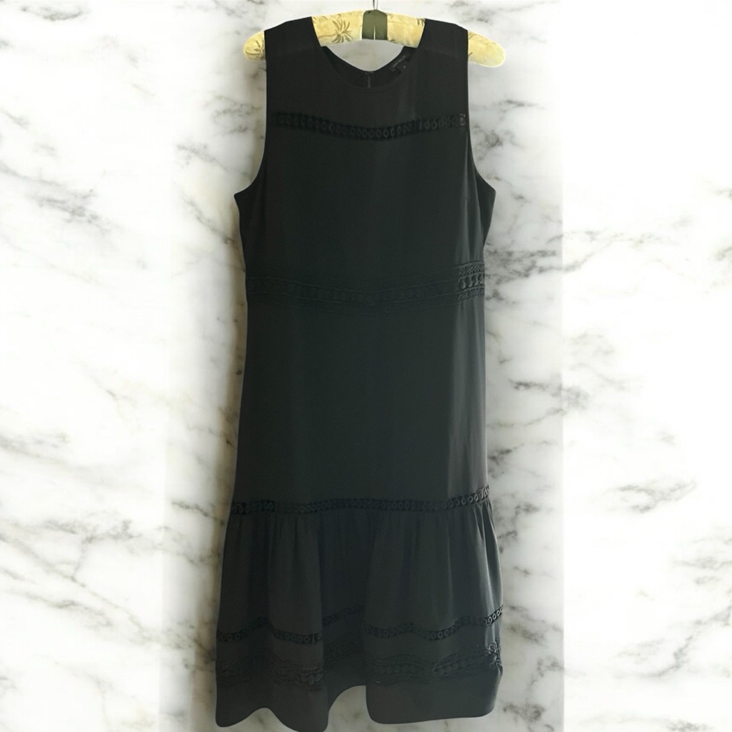 Ann Taylor Sleeveless Black Midi Dress Size 12
